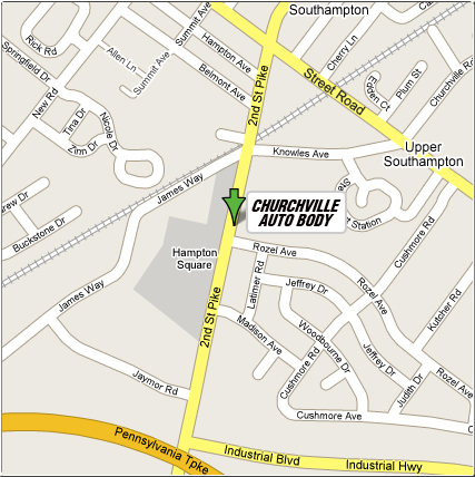 Click this map for point to point directions to Churchville Auto Body!